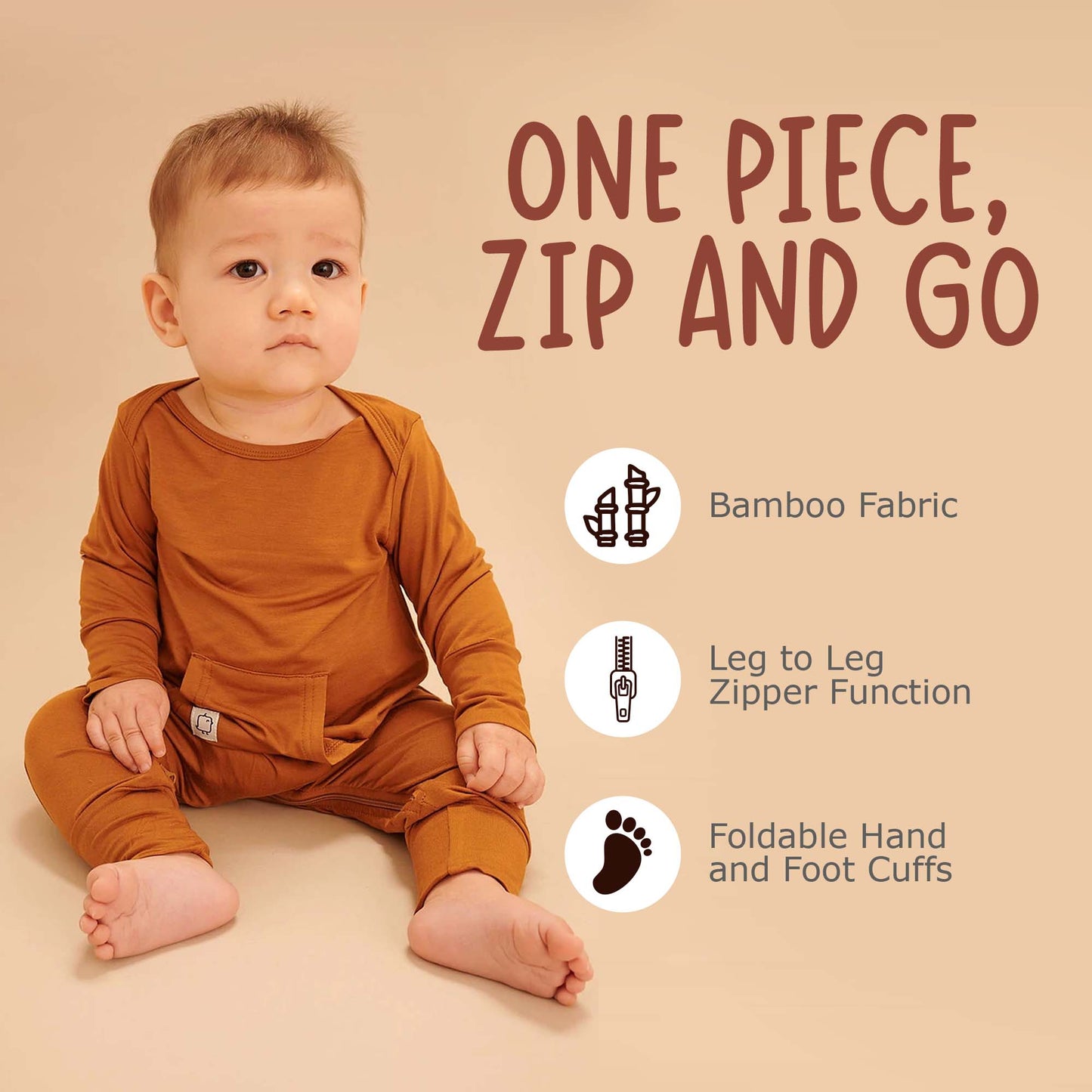 Perfect Onesie - Caramel - HuRo Kids Clothing