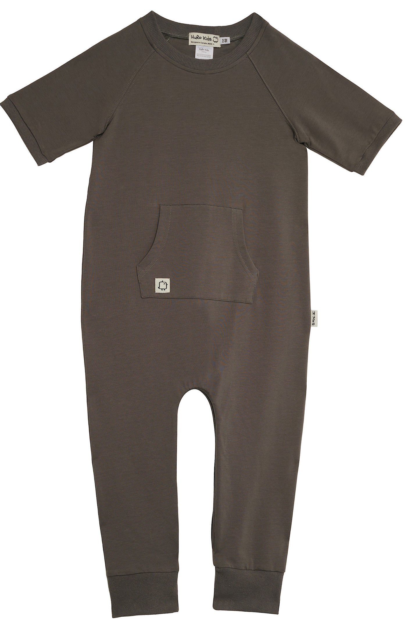 Short Sleeve Romper - Charcoal - HuRo Kids Clothing