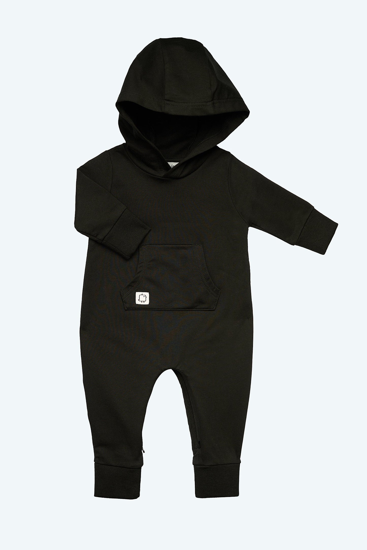 Hooded Romper - Black - HuRo Kids Clothing, Huro Kids, Hooded Zipper Romper, Baby clothes, best baby clothes, best baby clothes canada, zipper romper, baby clothes made in canada, favorite baby clothes, my favorite baby clothes, stylish baby clothes, baby clothes online, 