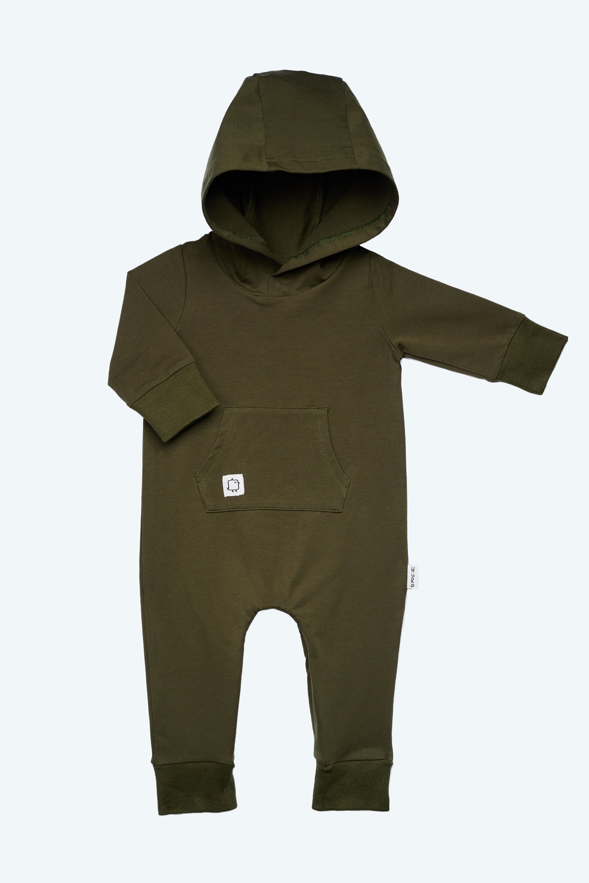 Hooded Romper- Dark Olive - HuRo Kids Clothing, best baby clothes, hooded zipper romper, leg to leg zipper romper
